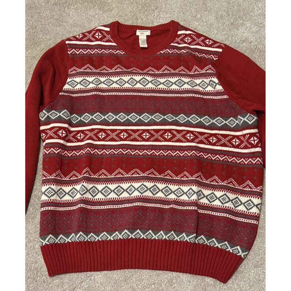 Dockers Men's size XXL Red Green Christmas Holiday Sweater NWT 100% Cotton
